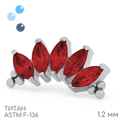 Накрутка-кластер 5K Bead Marquise Red 1.2 мм